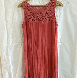 Anthropologie coral crepe dress